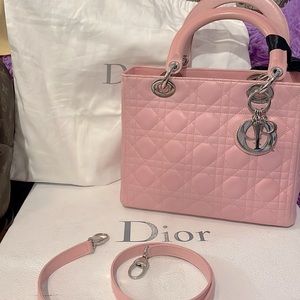 💯 Authentic Lady Dior Classic Lady Dior Sakura Pink Lambskin